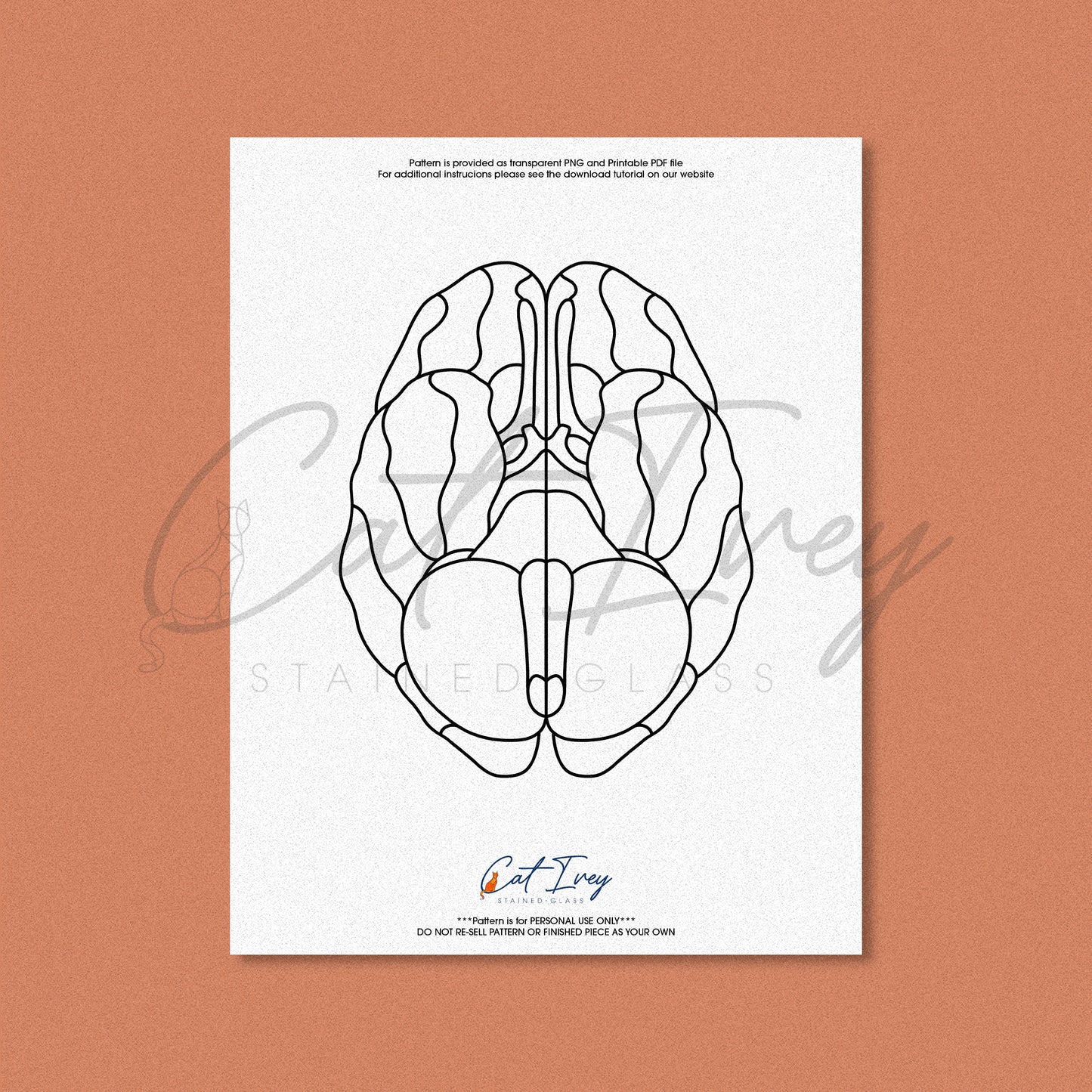 Bottom Brain Stained Glass Pattern Digital Download