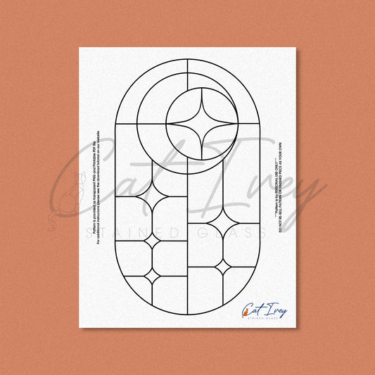 Moon and Stars Stained Glass Pattern Digital Download