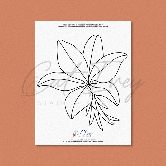 Lily Flower Stained Glass Pattern Digital Download