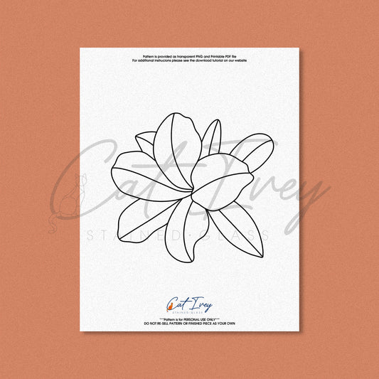 Azalea Flower Stained Glass Pattern Digital Download