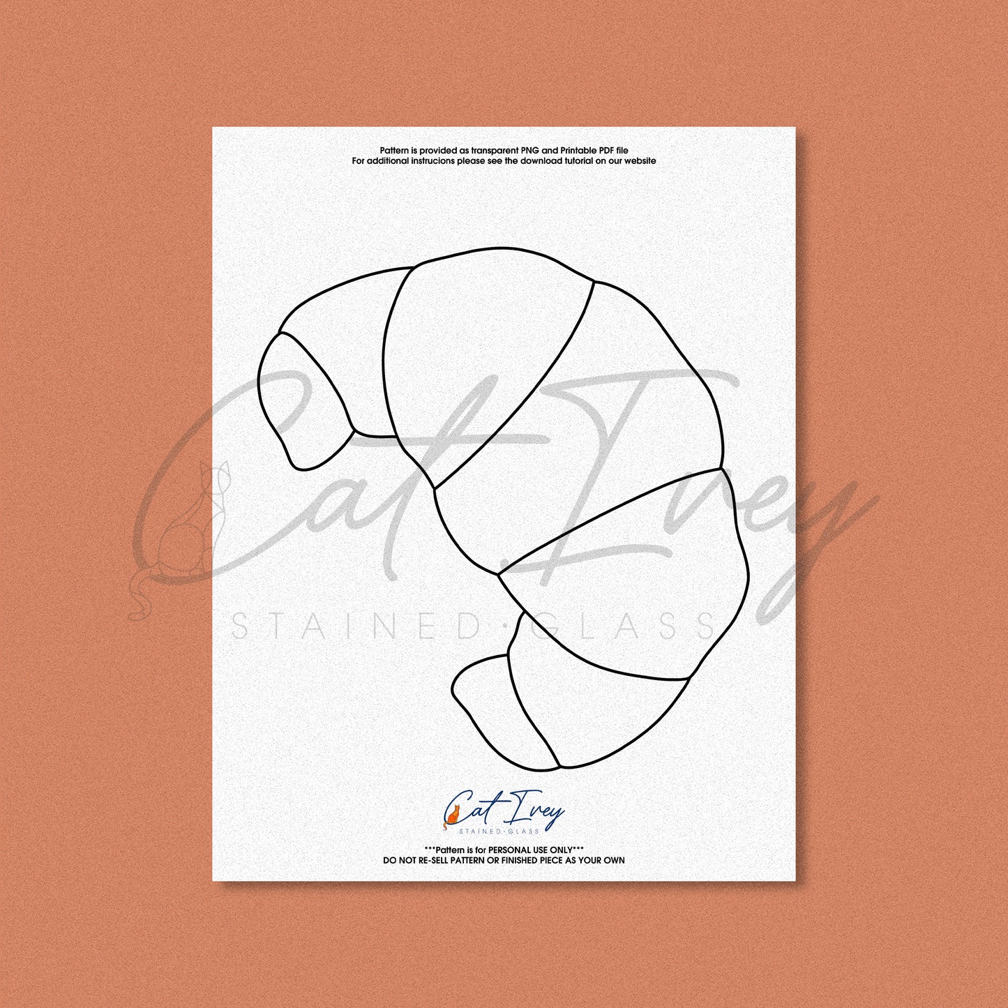 Croissant Stained Glass Pattern Digital Download