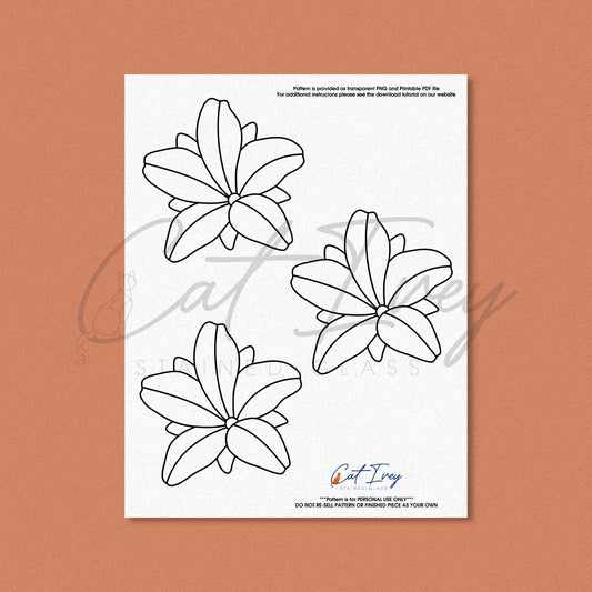 Small Azalea Flowers Stained Glass Pattern Digital Download
