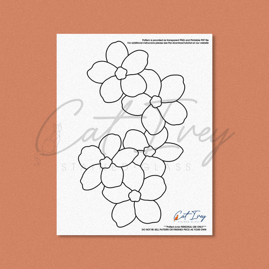 Forget-Me-Not Flowers Stained Glass Pattern Digital Download