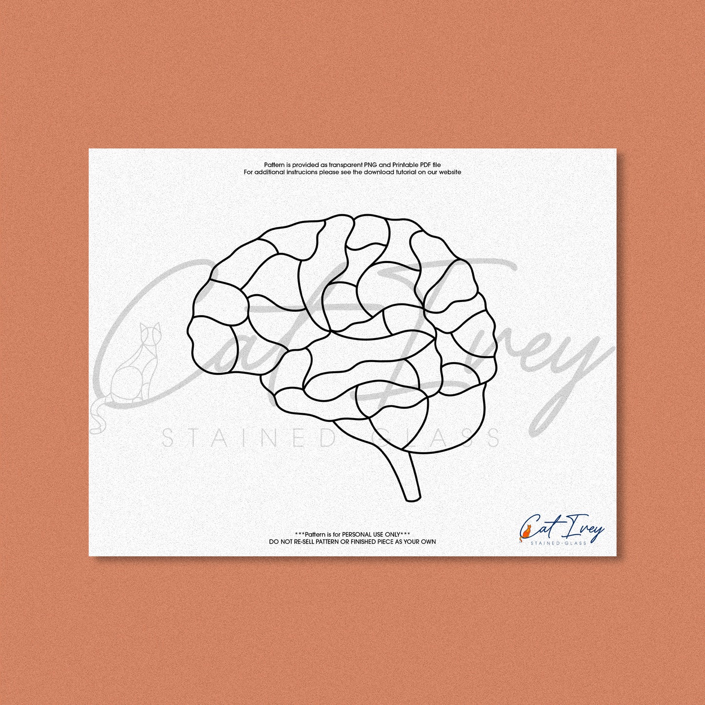Brain Stained Glass Pattern Digital Download