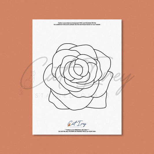 Rose Flower Stained Glass Pattern Digital Download