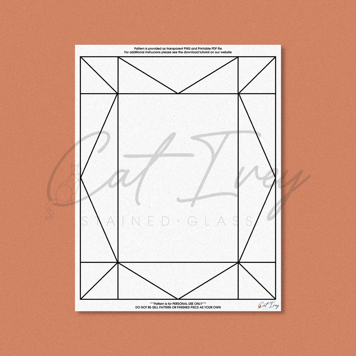 5x7 Photo Frame Stained Glass Pattern Digital Download