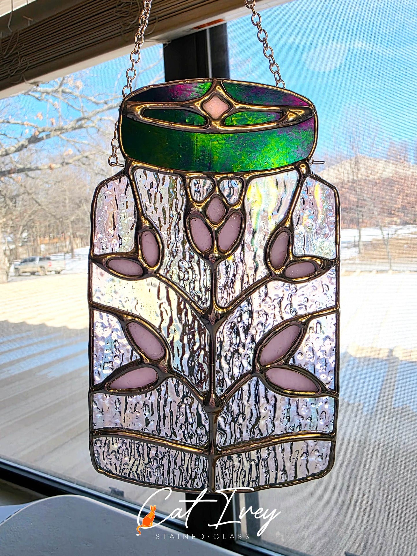 Floral Jar Stained Glass Suncatcher