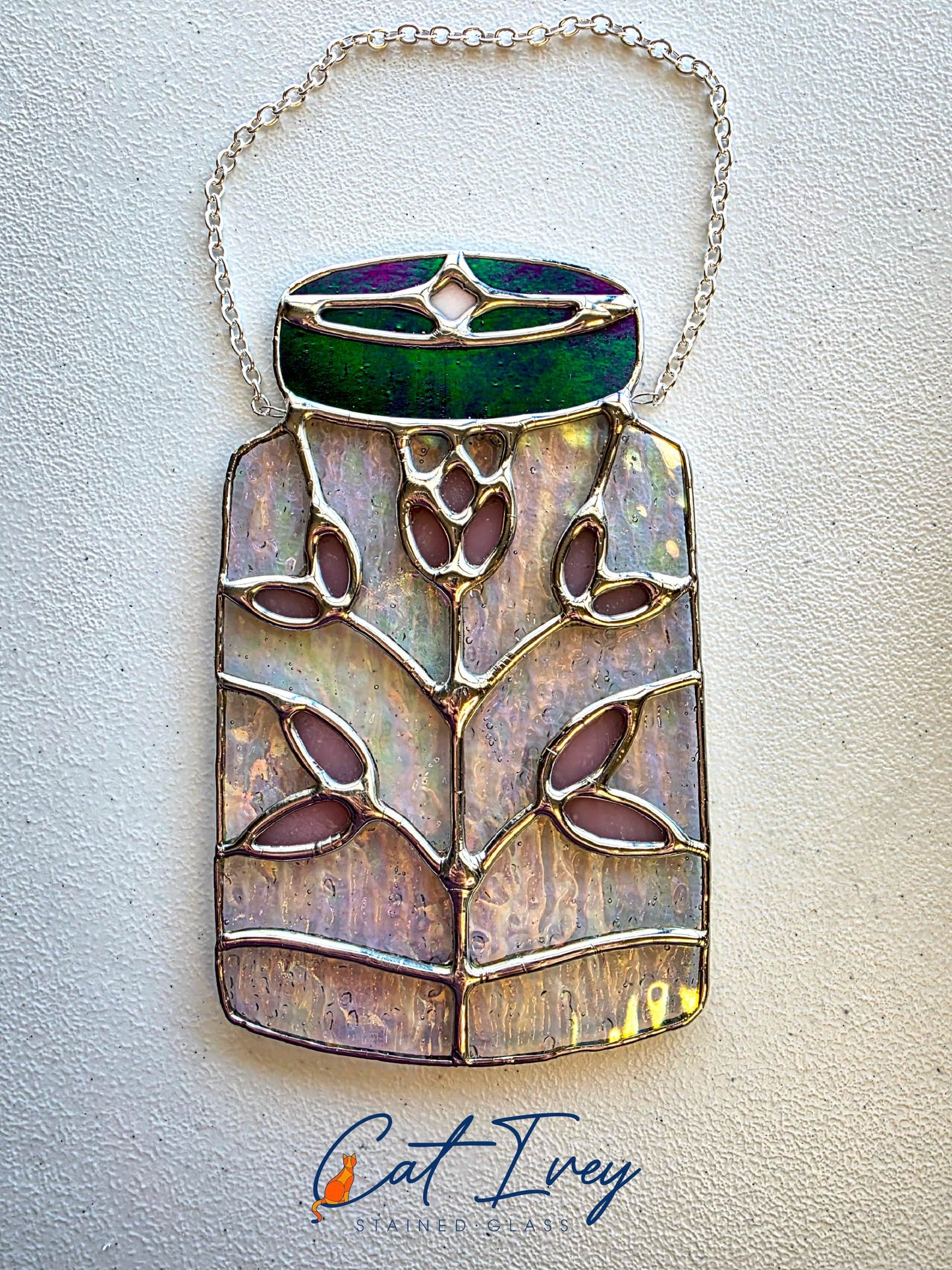 Floral Jar Stained Glass Suncatcher
