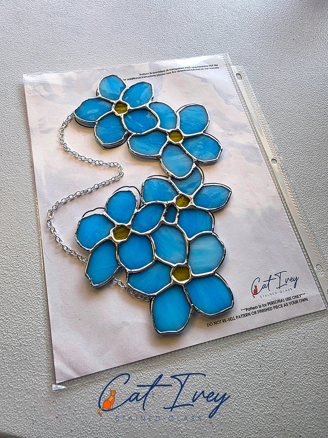 Forget Me Not Flowers Stained Glass Suncatcher