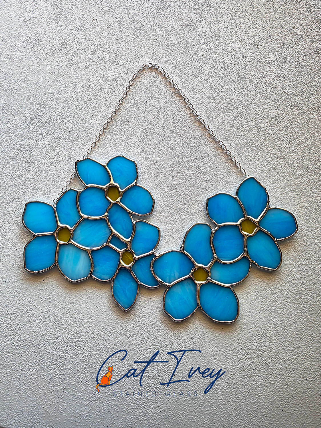 Forget Me Not Flowers Stained Glass Suncatcher